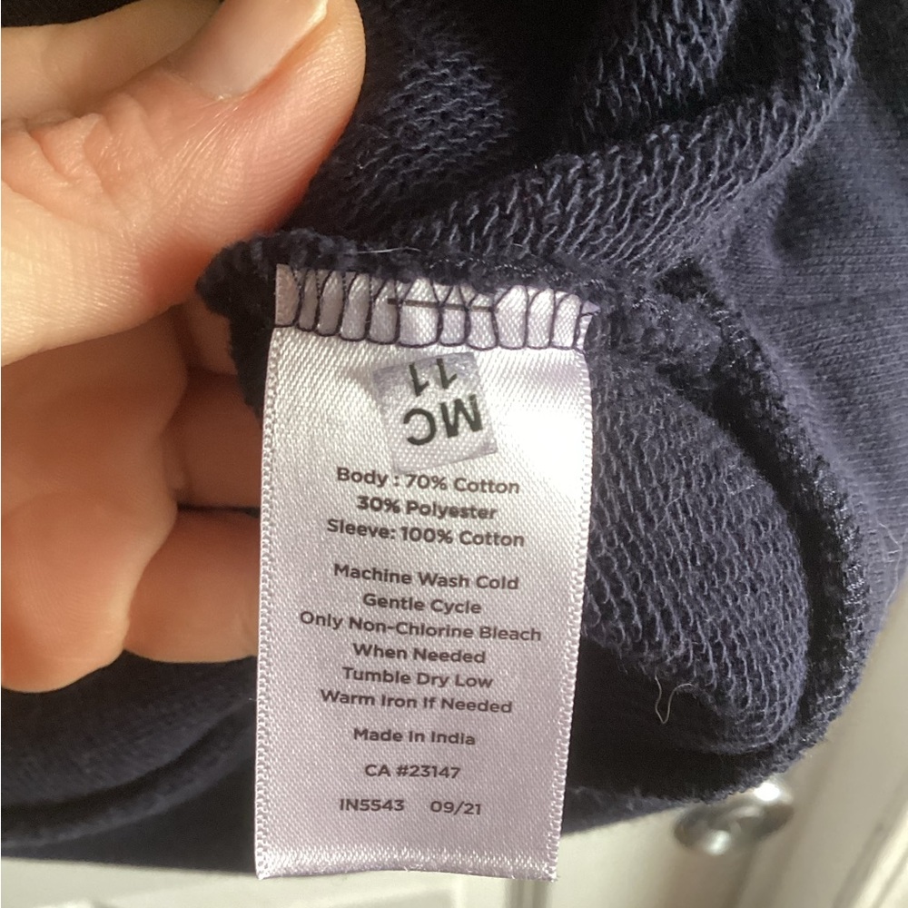 Talbots XL Navy Sweatshirt with Blue-White Striped Shirt Sleeves - Picture 6 of 6